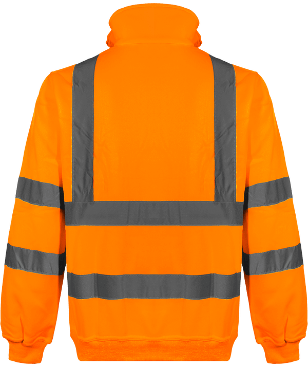 Sweat shirt 1 4 zip haute visibilite dos Hi Vis Orange