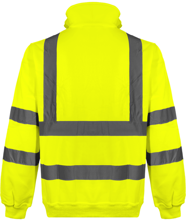 Sweat shirt 1 4 zip haute visibilite dos Hi Vis Yellow