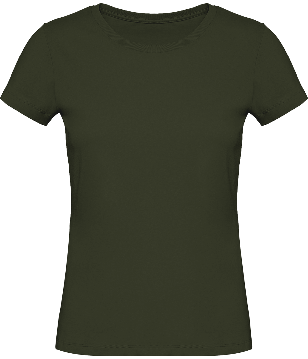 T-Shirt Basique Femme | Col Rond 140G | Broderie Et Impression  Khaki