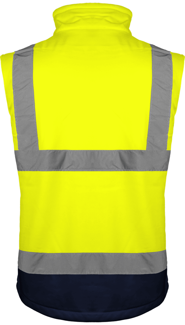 Bodywarmer softshell haute visibilite dos Hi Vis Yellow / Navy