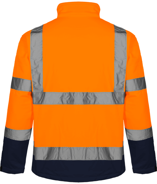 Veste softshell haute visibilite dos Hi Vis Orange / Navy