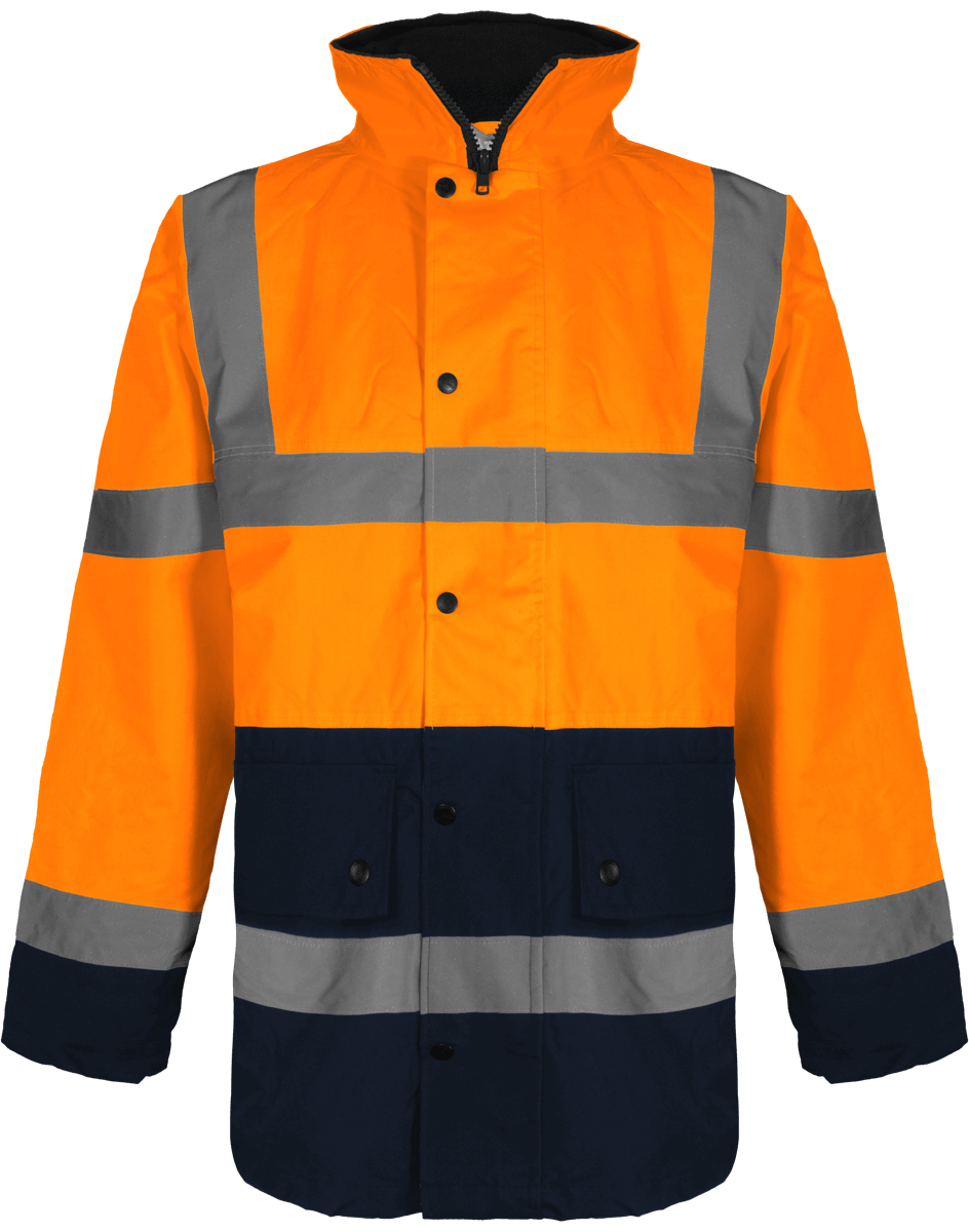 Veste Bicolore De Sécurité Réfléchissante | Brodée Et Imprimée | Vêtement De Travail Hi Vis Orange / Navy