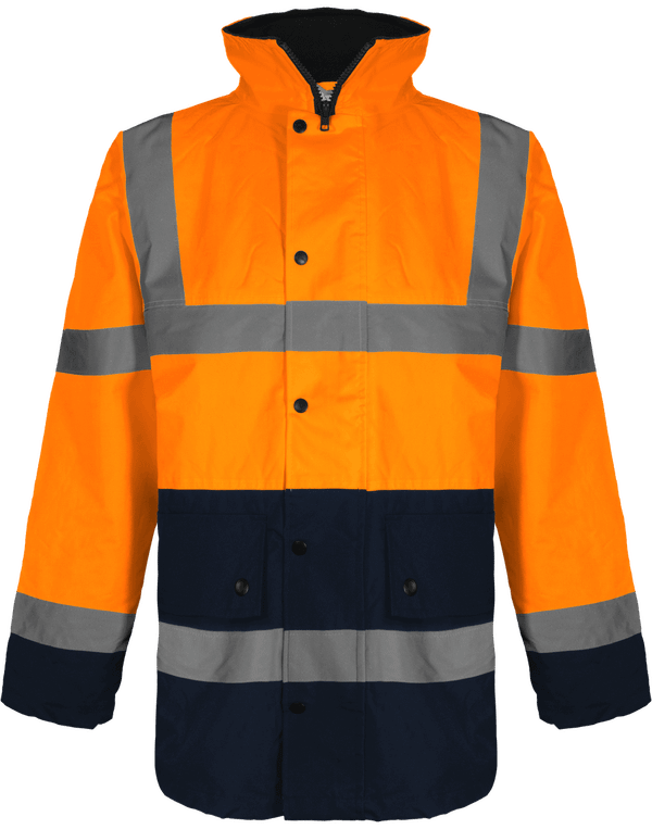 Veste Bicolore De Sécurité Réfléchissante | Brodée Et Imprimée | Vêtement De Travail Hi Vis Orange / Navy