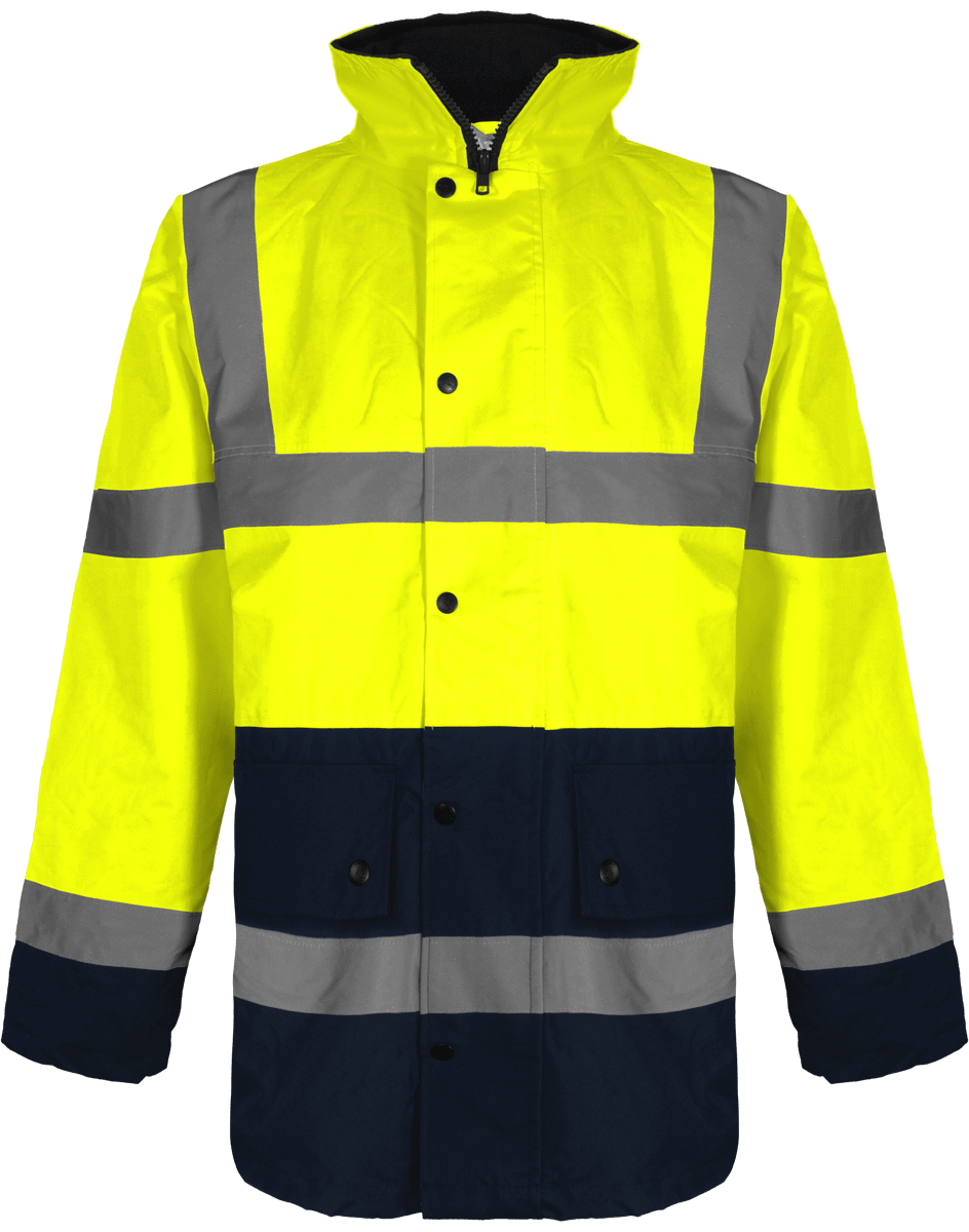 Veste Bicolore De Sécurité Réfléchissante | Brodée Et Imprimée | Vêtement De Travail Hi Vis Yellow / Navy