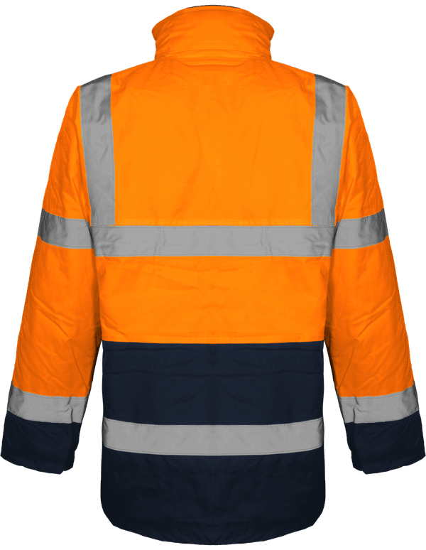 Veste de securite bicolore haute visibilite dos Hi Vis Orange / Navy