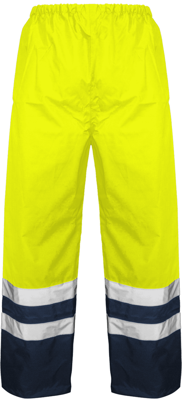 Surpantalon impermeable haute visibilite dos Hi Vis Yellow / Navy