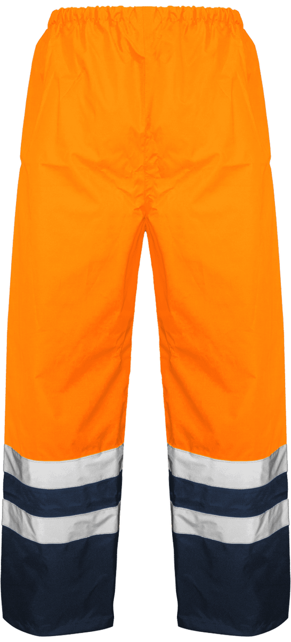 Surpantalon impermeable haute visibilite dos Hi Vis Orange / Navy