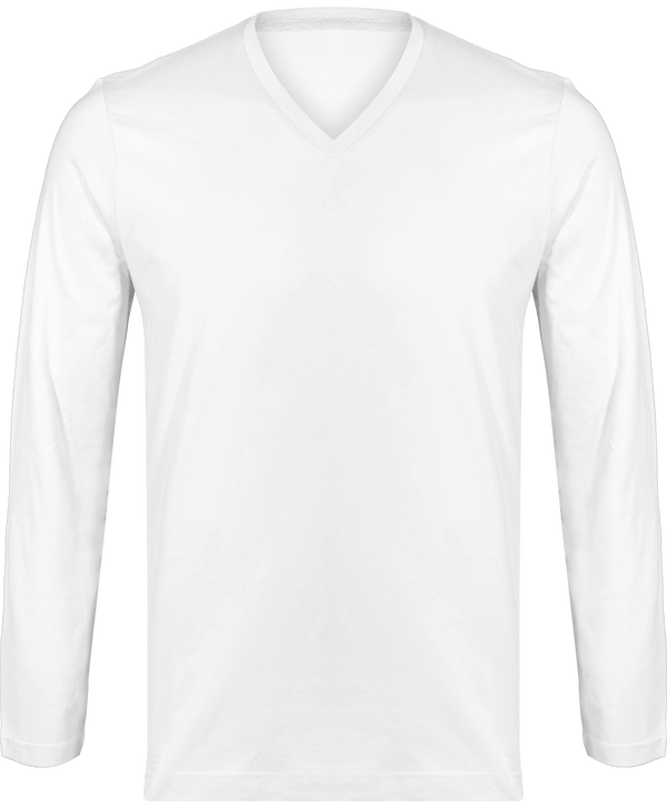 T shirt manches longues col v homme face White