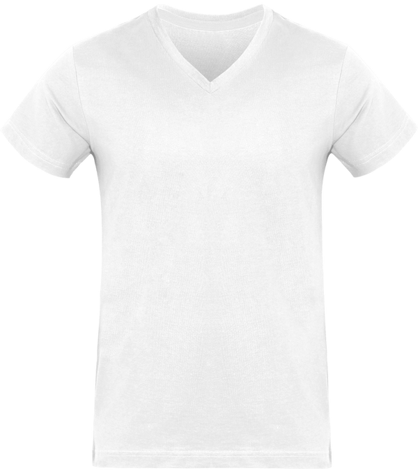 T shirt col v homme 180g face White