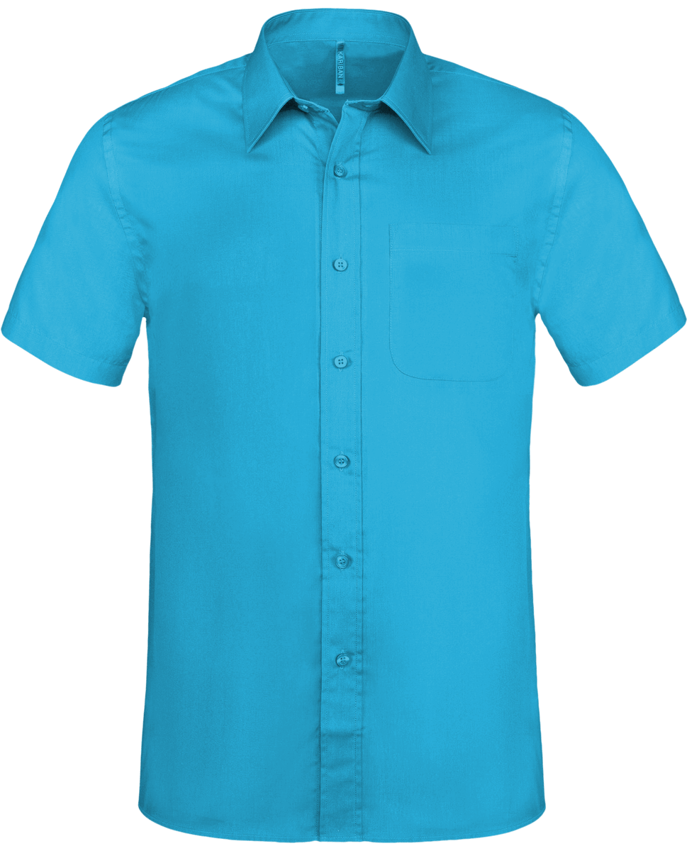 Short Sleeve Shirt Men Bright Turquoise
