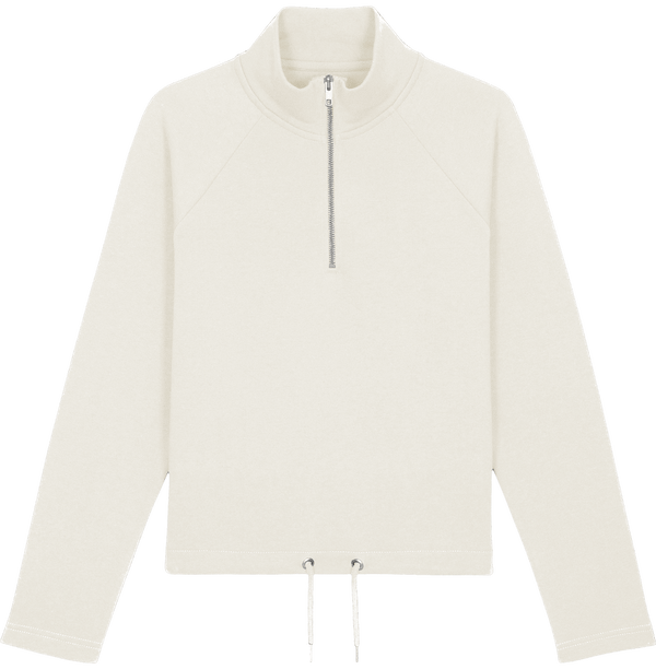 Stsw126 sweat femme 3quart zip cordon tracker face Vintage White