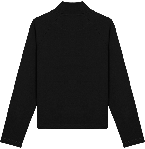 Stsw126 sweat femme 3quart zip cordon tracker dos Black