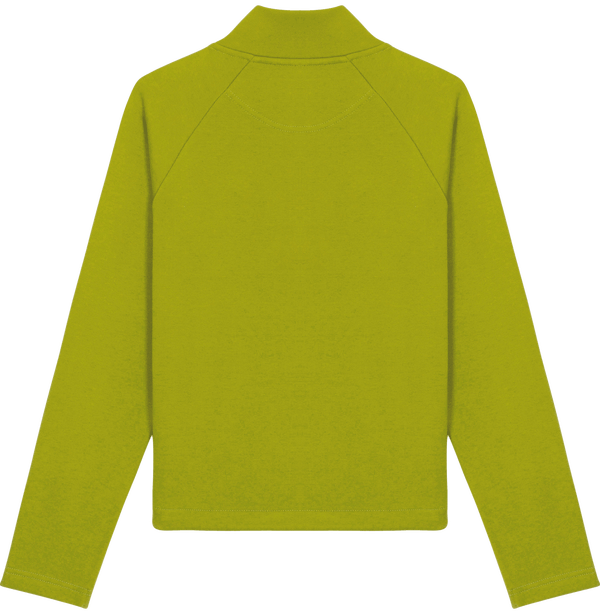 Stsw126 sweat femme 3quart zip cordon tracker dos Moss Green