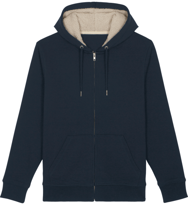 Sweatshirt zippe warmer sherpa face French Navy