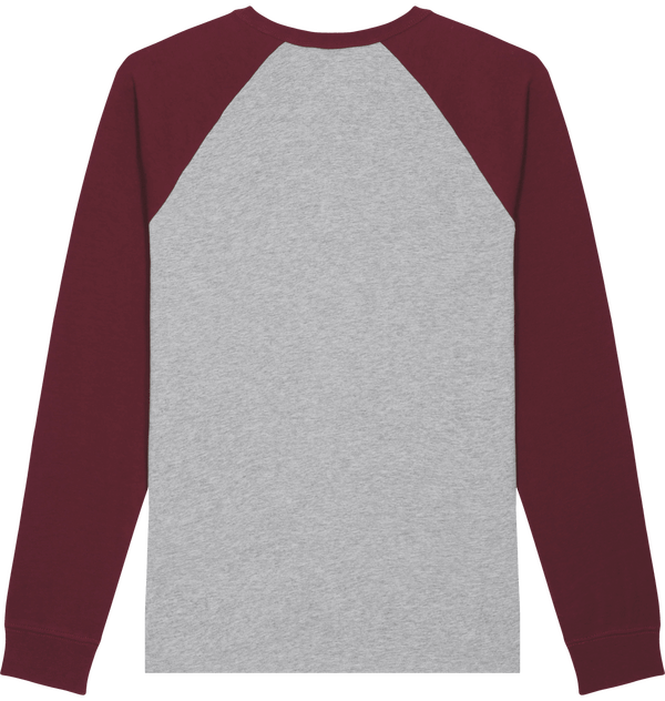 Tee shirt baseball catcher long sleeves dos Heather Grey / Burgundy