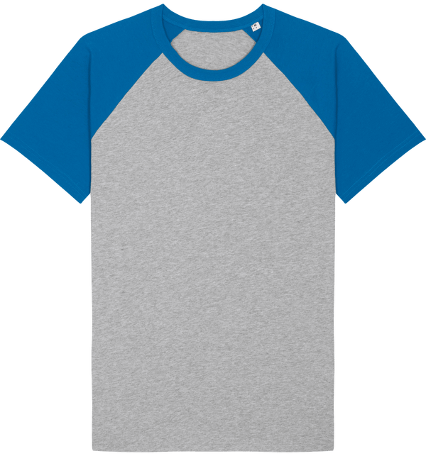 Tee shirt baseball catcher short sleeve face Heather Grey / Royal Blue
