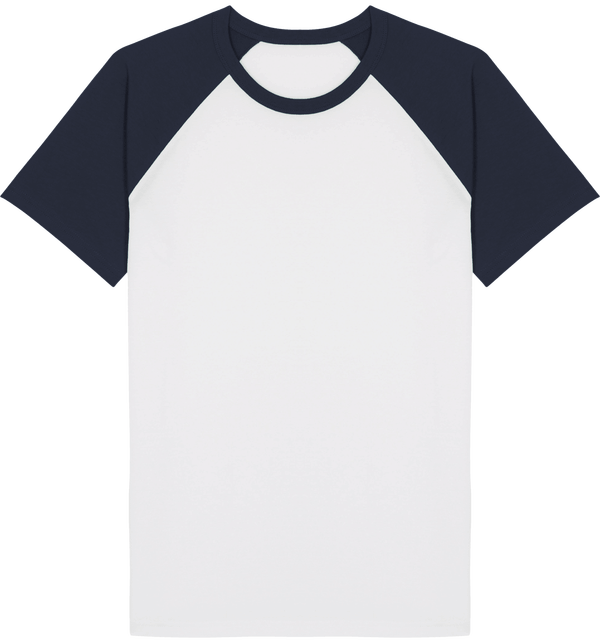 Tee shirt baseball catcher short sleeve face White / French Navy