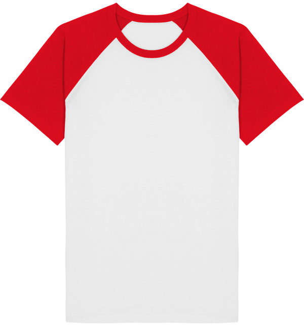 Tee shirt baseball catcher short sleeve face White / Bright Red