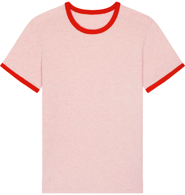 Tee shirt unisexe contraste ringer face Cream Heather Pink / Bright Red