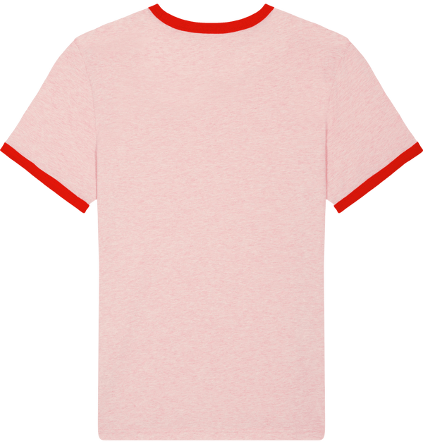 Tee shirt unisexe contraste ringer dos Cream Heather Pink / Bright Red