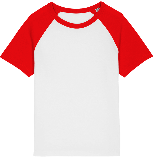 Tee shirt baseball enfant mini catcher short sleeve face White / Bright Red