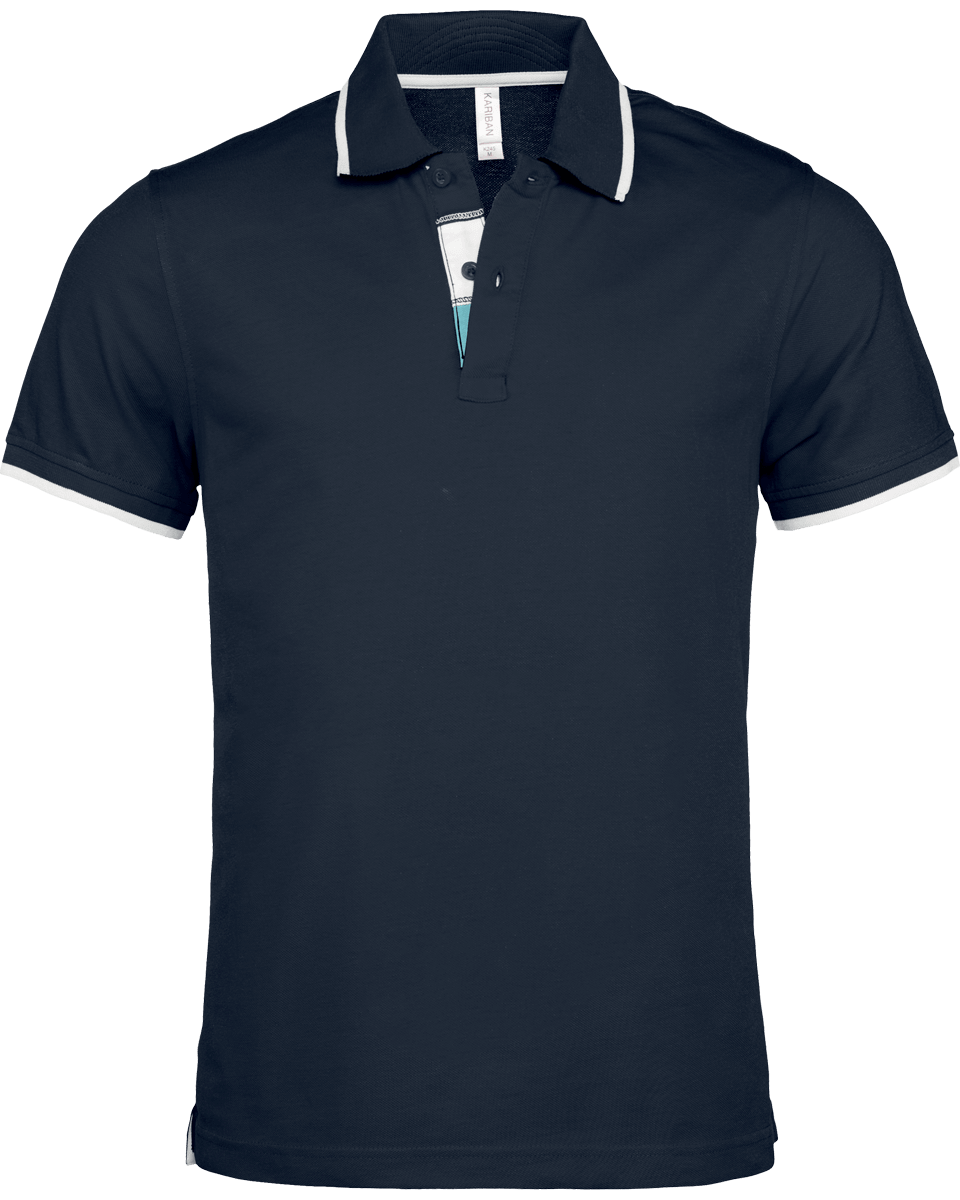Collared Polo Shirt Navy / White / Light Turquoise
