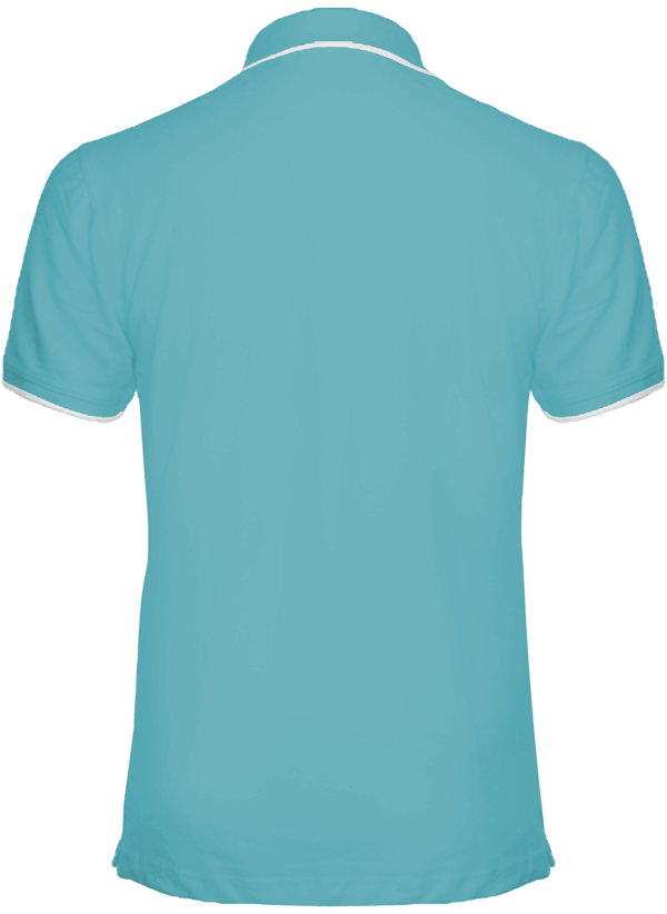 Polo homme col lisere dos Light Turquoise / White / Navy