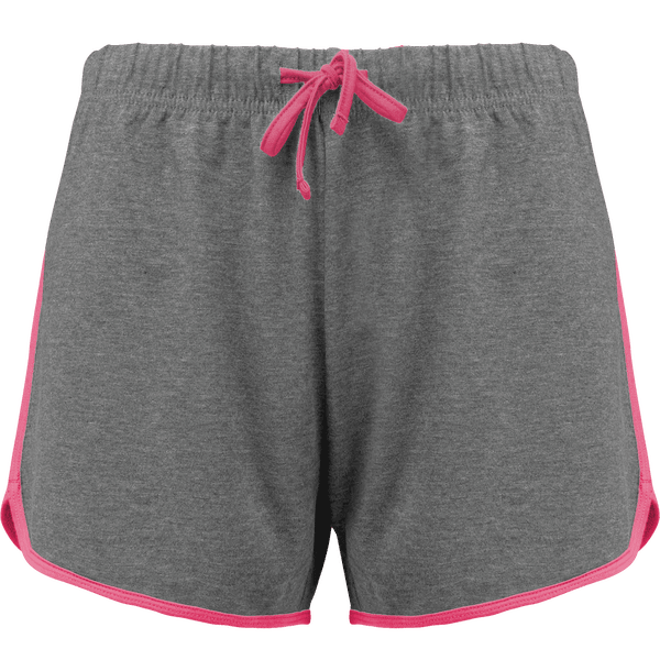 Short De Sport Femme | Flex Et Broderie Grey Heather / Fluo Pink