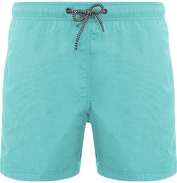 Short De Bain Homme | Cordon De Serrage Rayé | Broderie Et Flex Light Turquoise