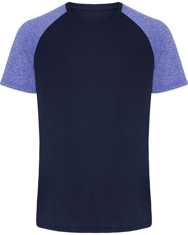 Tee shirt manches contrastee homme face Navy / Blue Melange