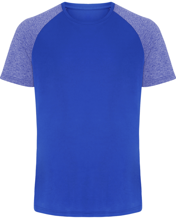 Tee shirt manches contrastee homme face Royal / Blue Melange