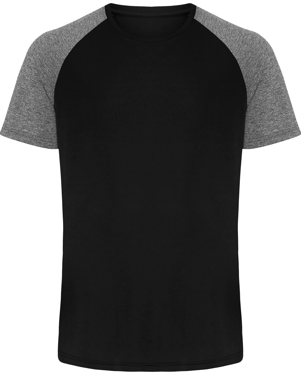 Tee shirt manches contrastee homme face Black / Black Melange