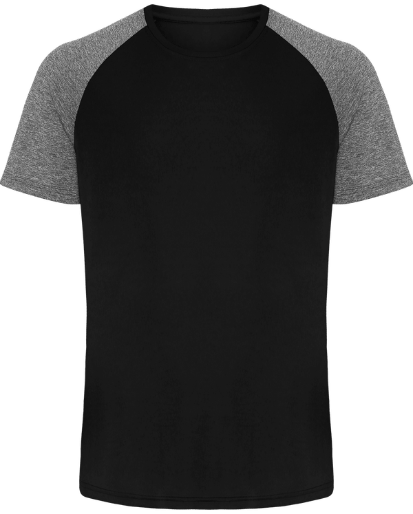 Tee shirt manches contrastee homme face Black / Black Melange