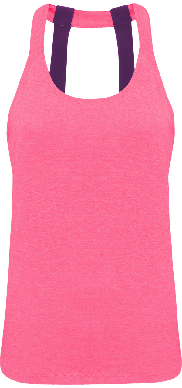 Debardeur sport bretelle femme face Lightning Pink Melange