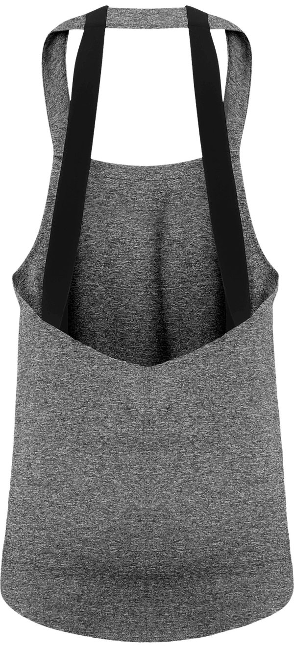 Debardeur sport bretelle femme dos Black Melange
