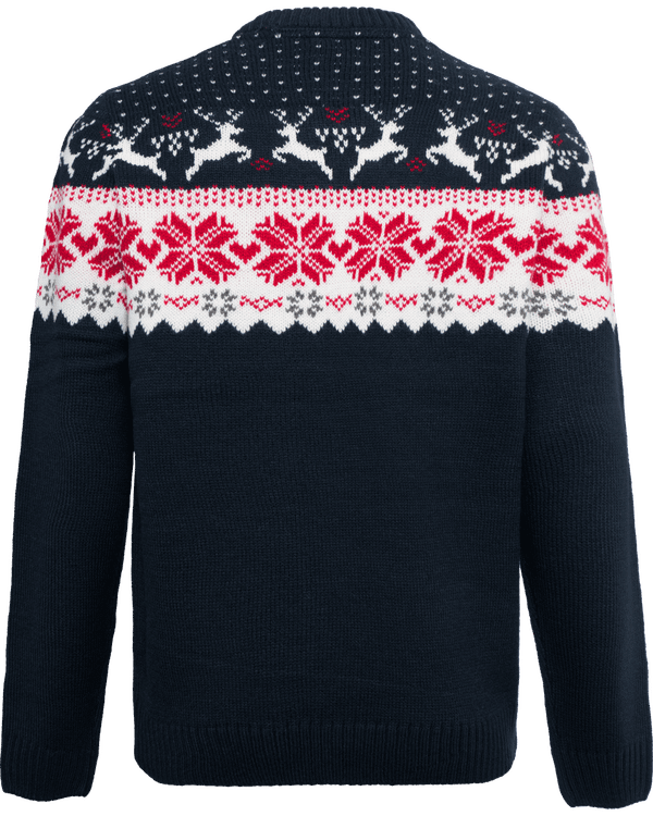 Pullover motif rennes dos Night Navy