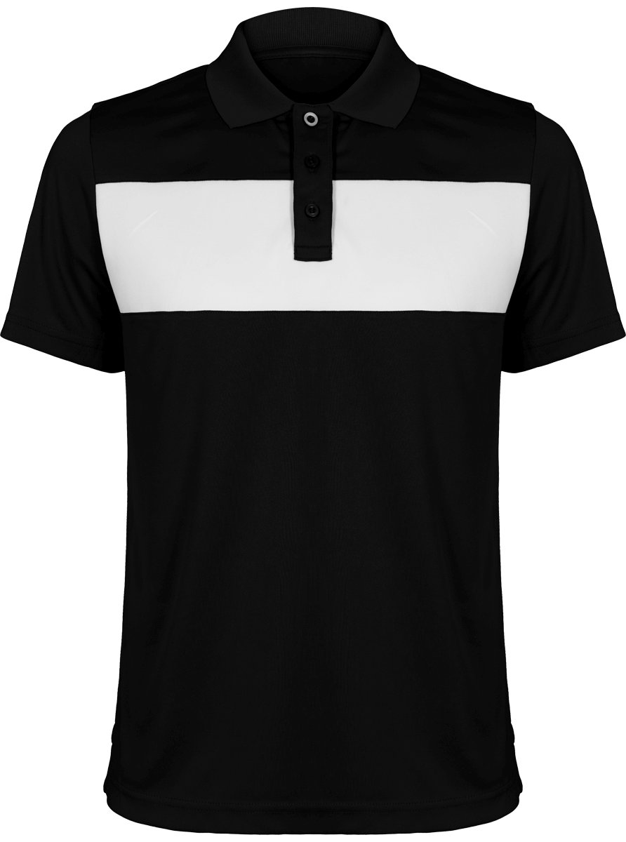Polo De Sport Homme | 100% Polyester Black / White