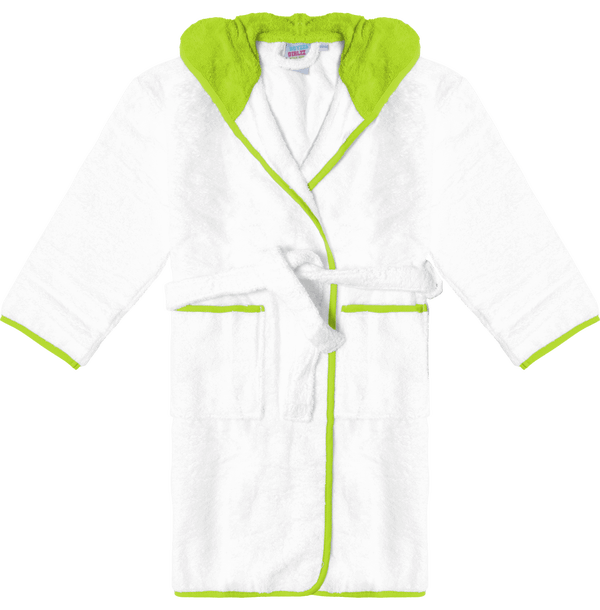 Peignoir a capuche contraste enfant face White / Lime Green