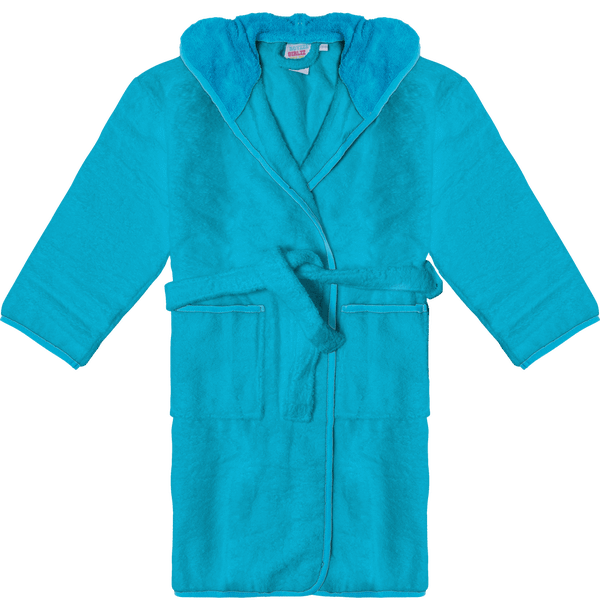 Peignoir a capuche contraste enfant face Aqua Blue