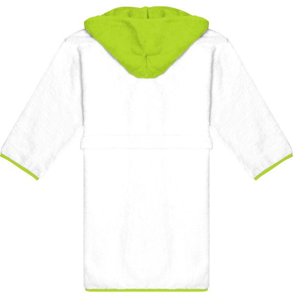 Peignoir a capuche contraste enfant dos White / Lime Green
