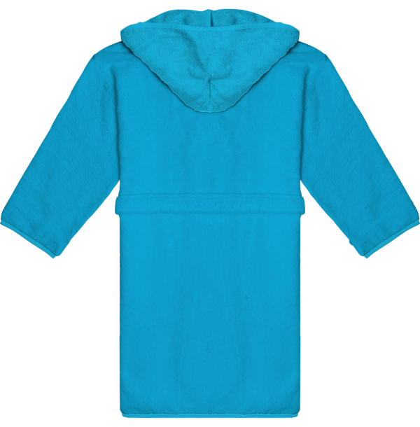 Peignoir a capuche contraste enfant dos Aqua Blue