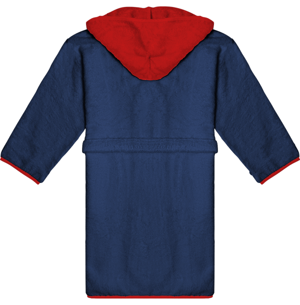 Peignoir a capuche contraste enfant dos French Navy / Fire Red