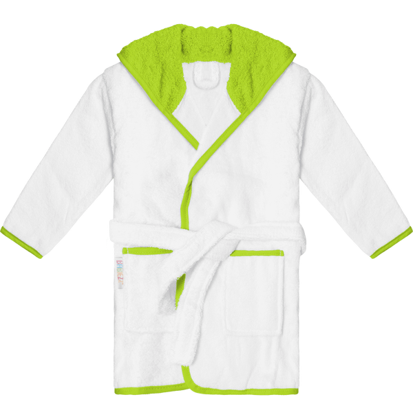 Peignoir a capuche bebe contraste face White / Lime Green