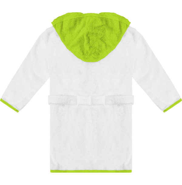 Peignoir a capuche bebe contraste dos White / Lime Green