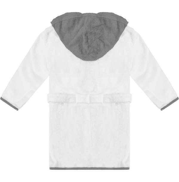 Peignoir a capuche bebe contraste dos White / Anthracite Grey