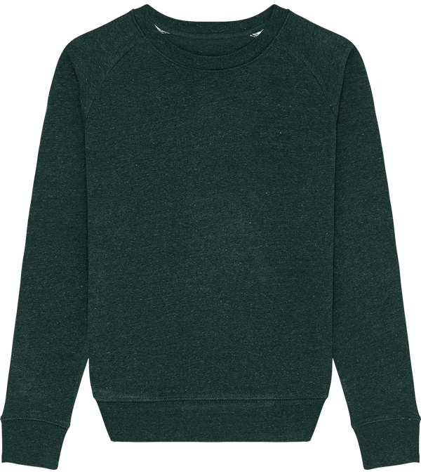 Women crew neck sweatshirt 350g m stella tripster face Heather Snow Glazed Green