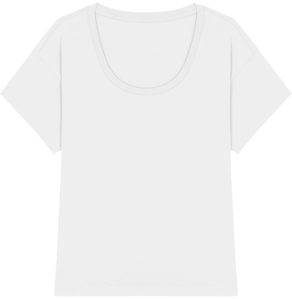 Tee shirt loose col rond femme stella chiller face White