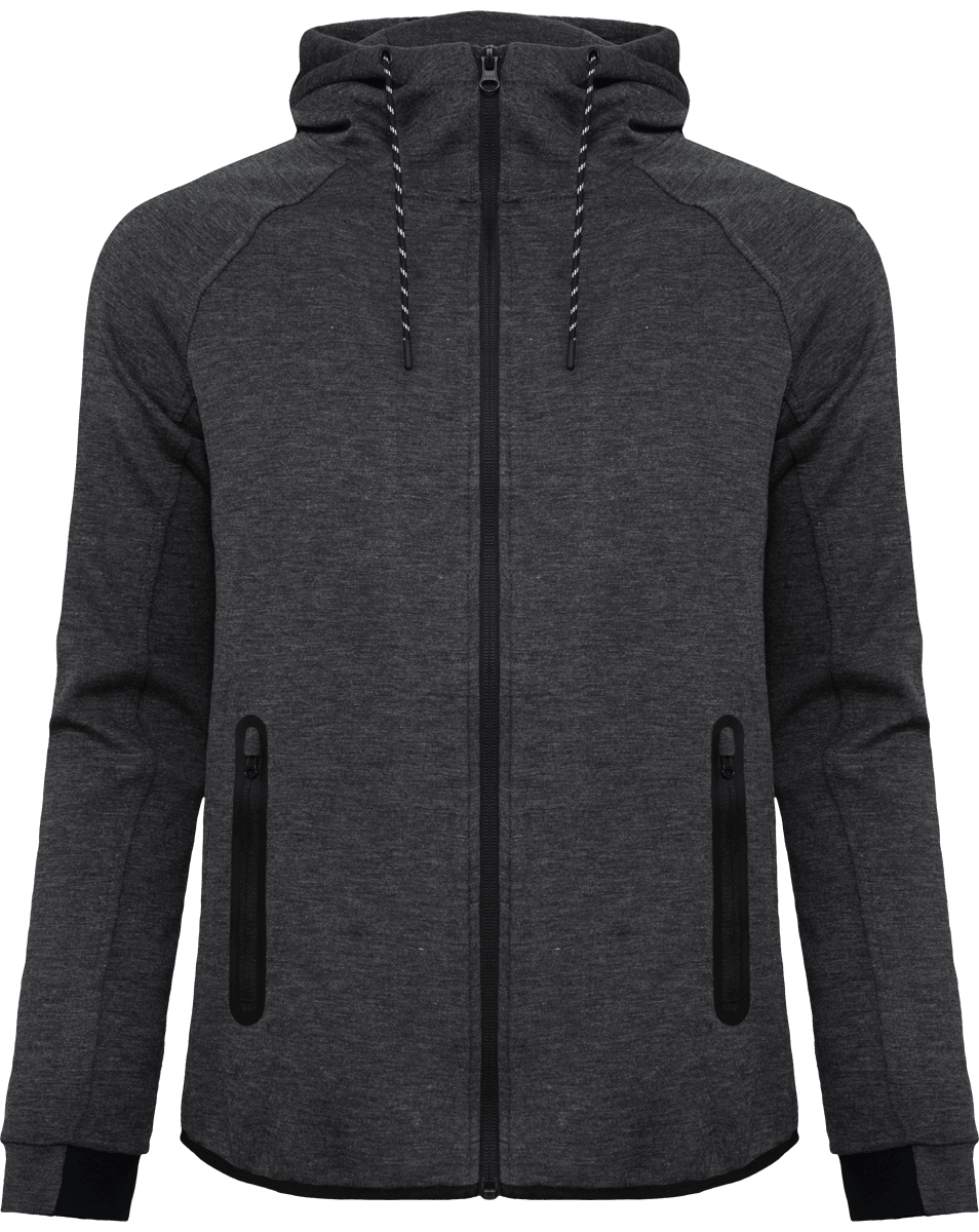 Sportjacke Mit Kapuze Meliert | Personalisierbar Mit Flex Und Stickerei Deep Grey Heather