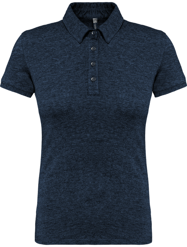 Polo Jersey Femme 100% En Maille De Coton Peigné Personnalisable En Broderie Et Flex French Navy Heather