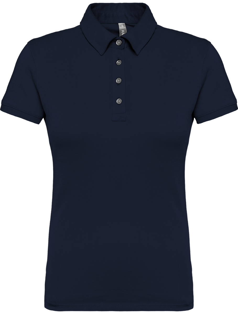 Polo Jersey Femme 100% En Maille De Coton Peigné Personnalisable En Broderie Et Flex French Navy Heather